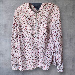 Tommy Hilfiger Heart Pattern Half Zip Shirt, XL